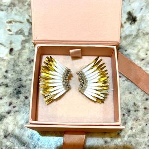 white and gold Mignonne Gavigan mini Madeline earrings- nearly new!